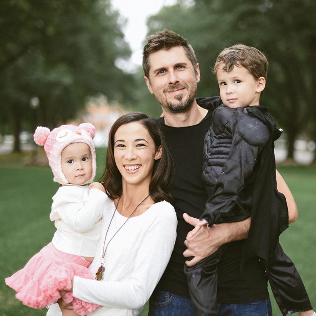 Mike Kuechenmeister with his family in a park